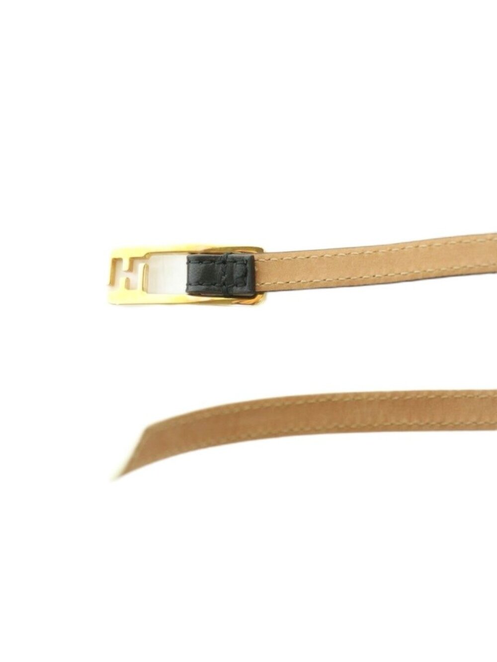 Fendi Belt Leather Bicolor Slim Black Off White - Picture 4 of 7